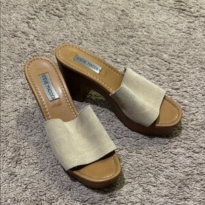 Steve Madden Cream and Brown Mules